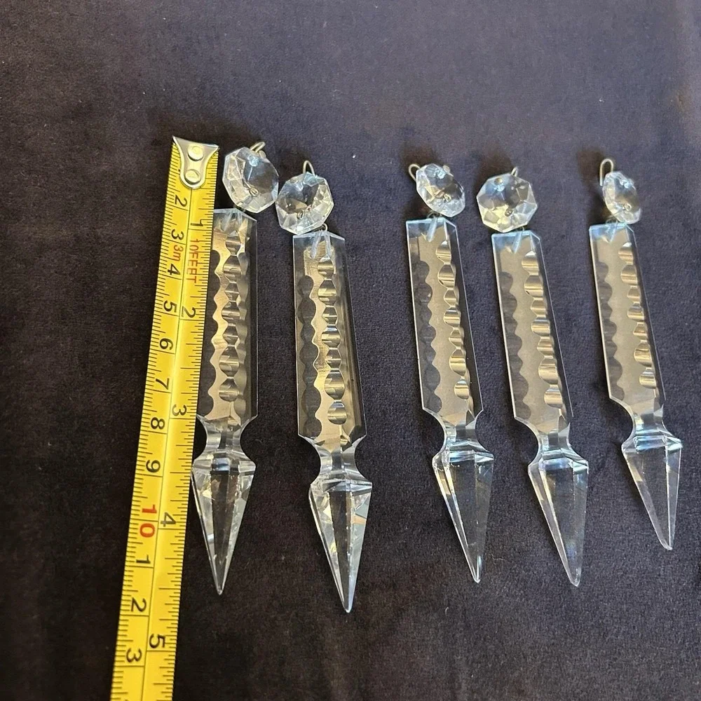 5 Antique Vintage Crystal Glass French Gothic Prism Chandelier LampvPart Luster